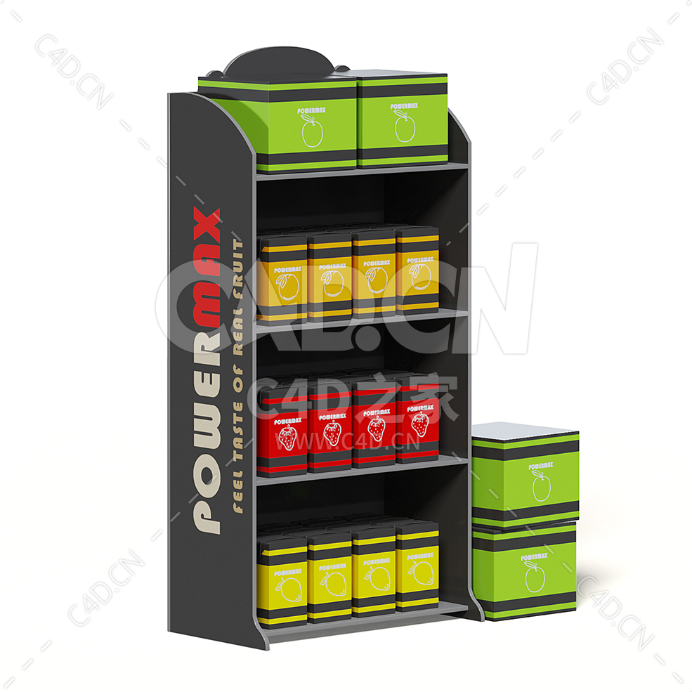 C4D商场超市整箱果汁饮料货架展柜模型下载market stand drinks - C4D之家 - 16.jpg