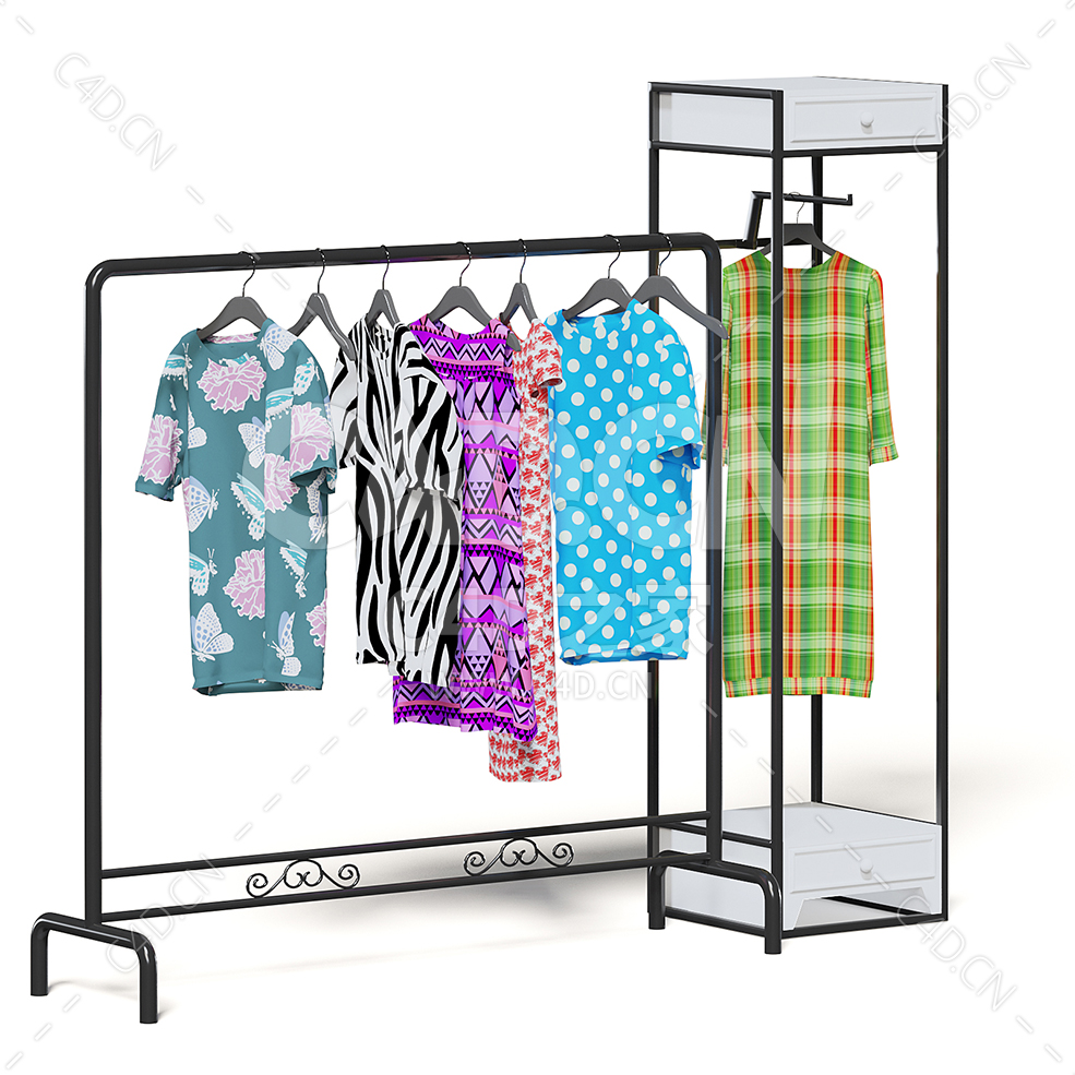 C4D商场超市衣服架挂服装货架模型下载market rack clothes - C4D之家 - 19.jpg