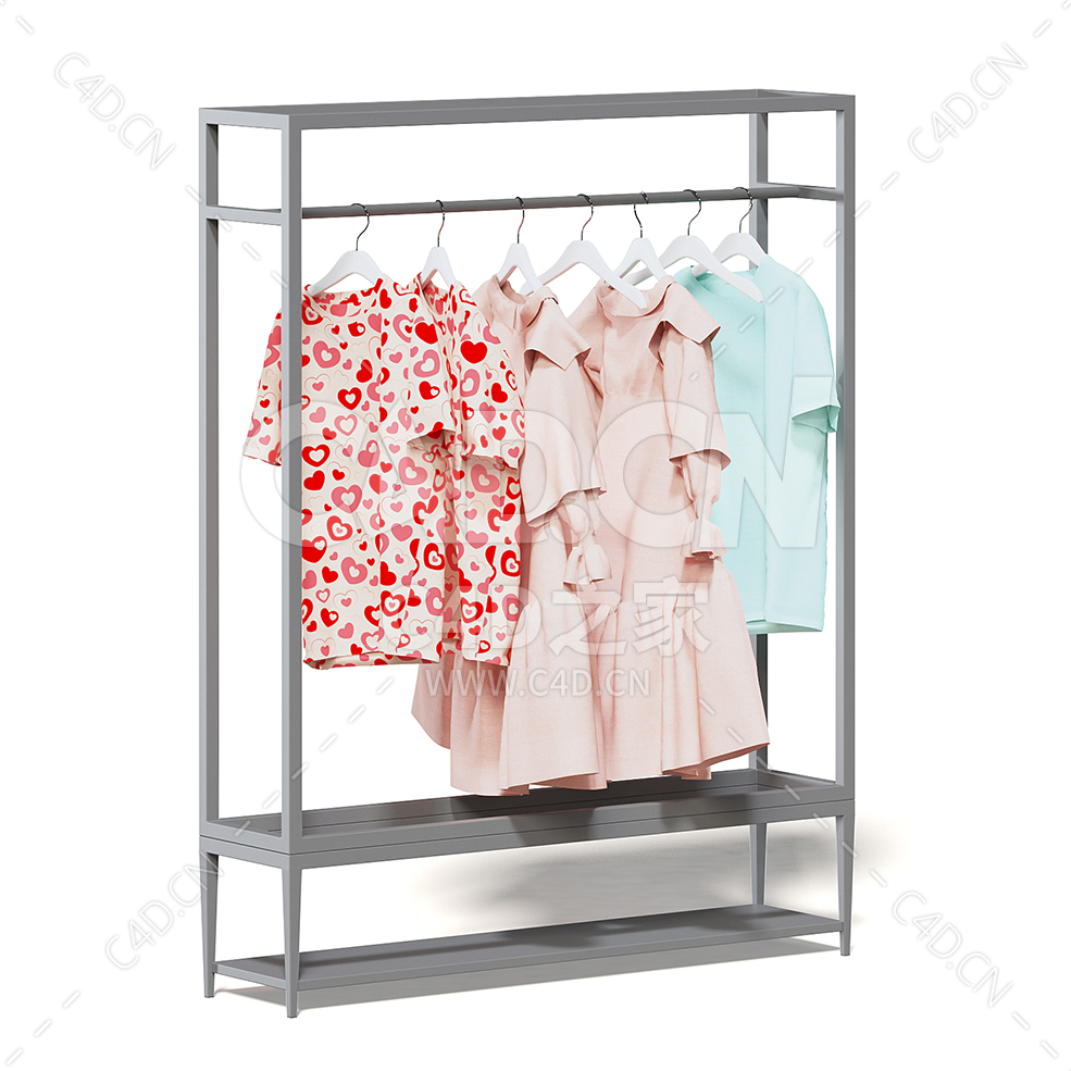 C4D商场超市服装架衣服架模型下载market rack clothes - C4D之家 - 21.jpg