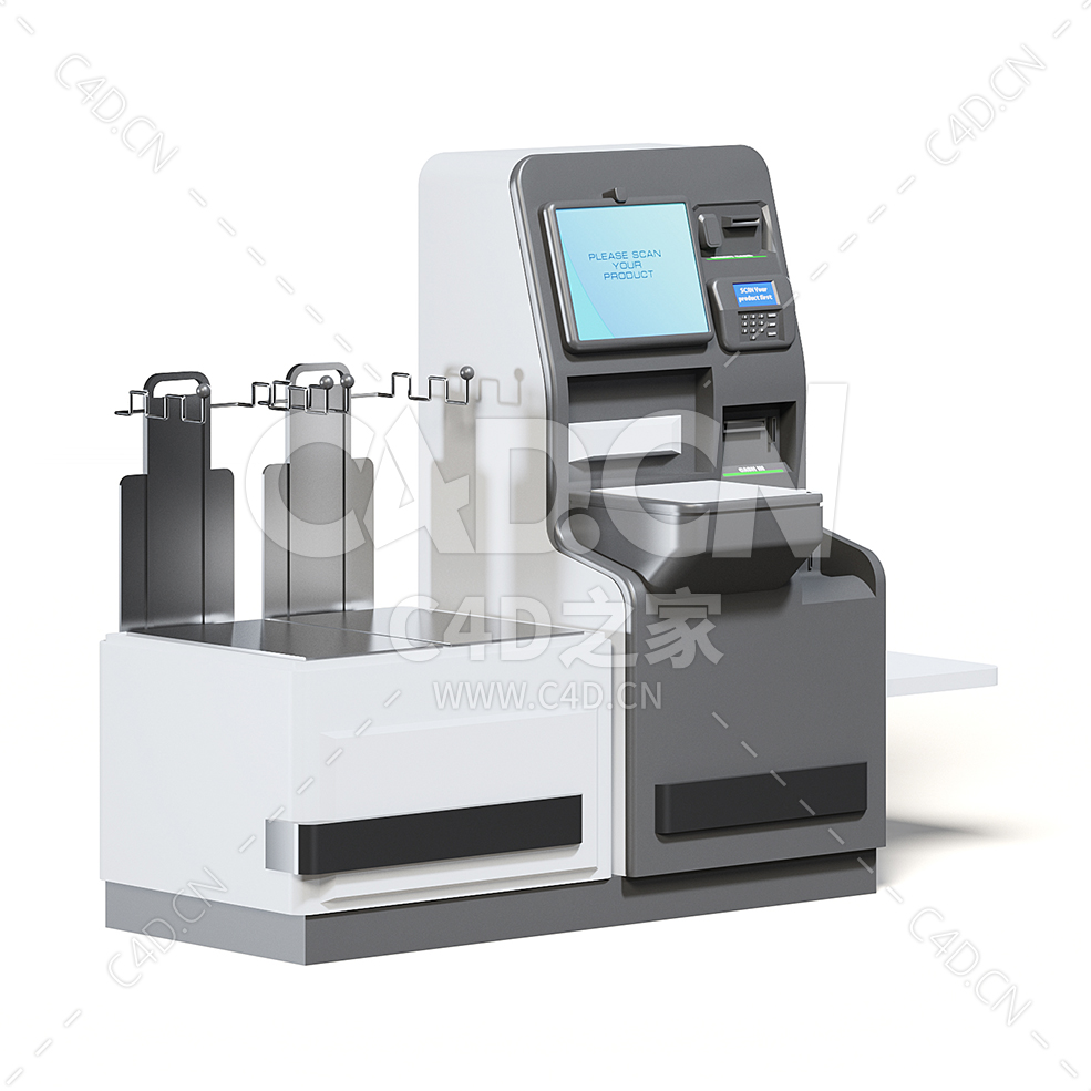 C4D商场超市自助收银机结帐柜台模型下载self service cash register - C4D之家 - 29.jpg