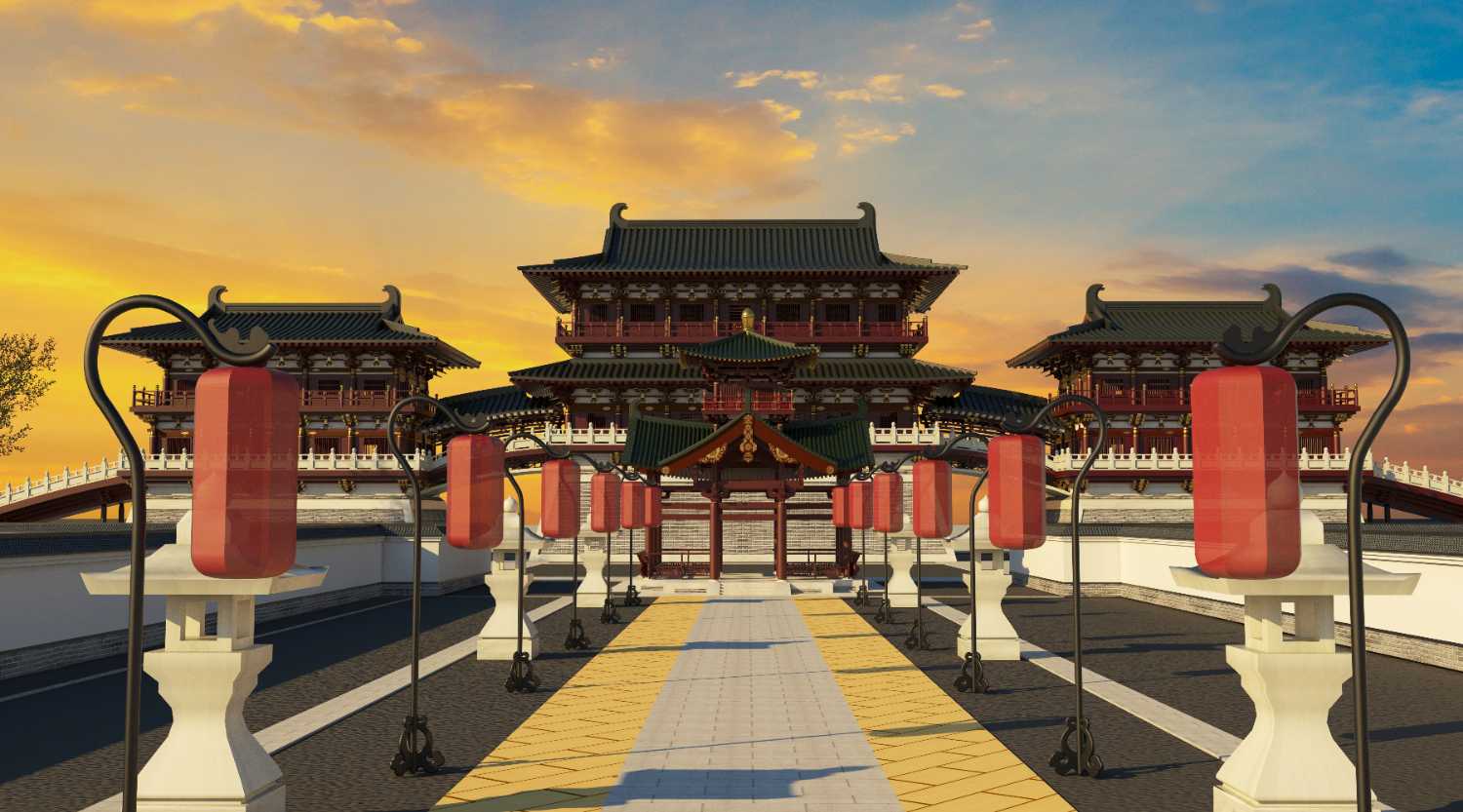 九洲池景点 (局部) 三维建模（Cinema 4D＋VRay） - C4D之家 - 九洲池景点03.jpg