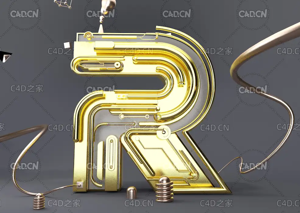 黄金机械字母R文字工程