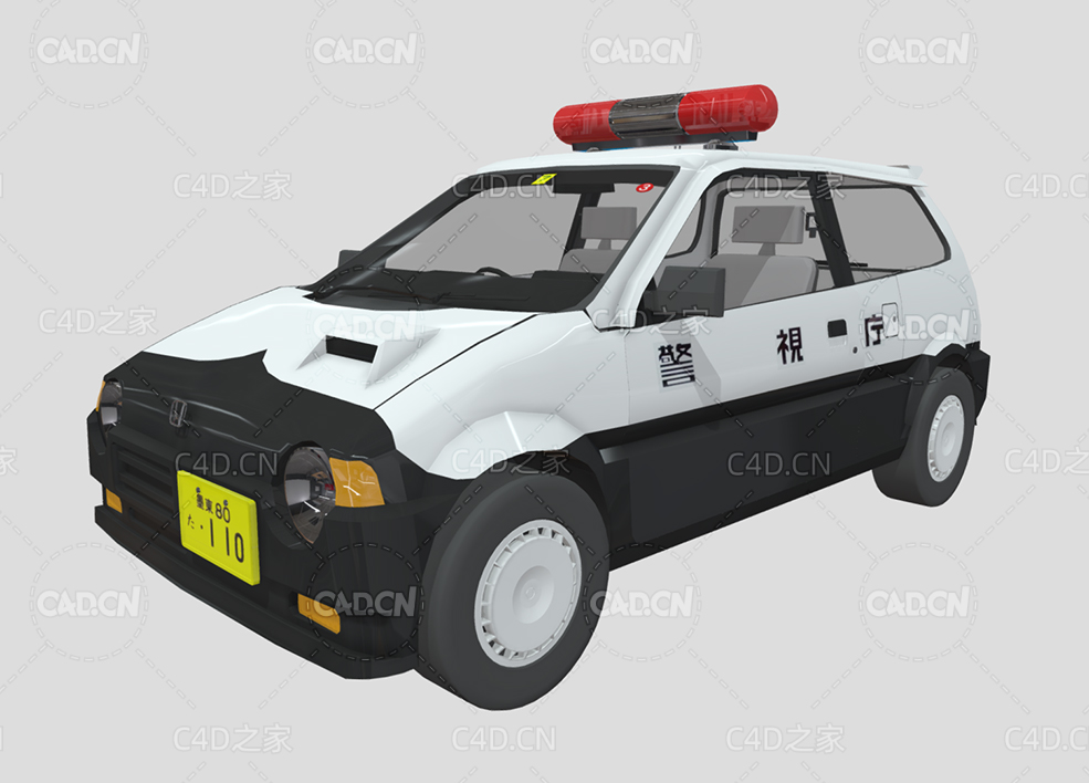 C4D本田警用巡逻车警车模型 - C4D之家 - 40.jpg