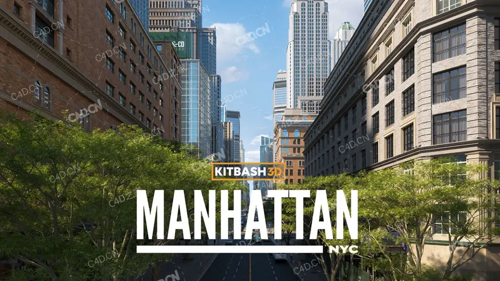 96个美国曼哈顿城市建筑C4D模型合集摩天大楼住宅楼办公楼Kitbash3d – Manhattan