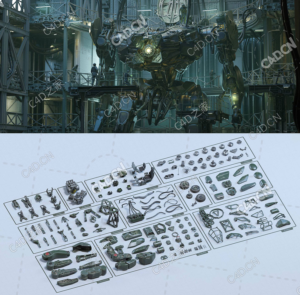 200+赛博朋克科幻机器人机甲战士零件3D模型BigMediumSmall – Mech Squad Collection - C4D之家 - 20220314131423676.jpg