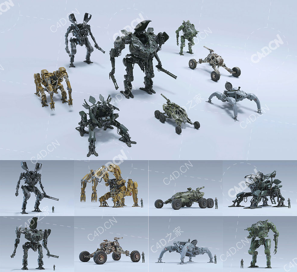 200+赛博朋克科幻机器人机甲战士零件3D模型BigMediumSmall – Mech Squad Collection - C4D之家 - mech_catalog_04-3.jpg