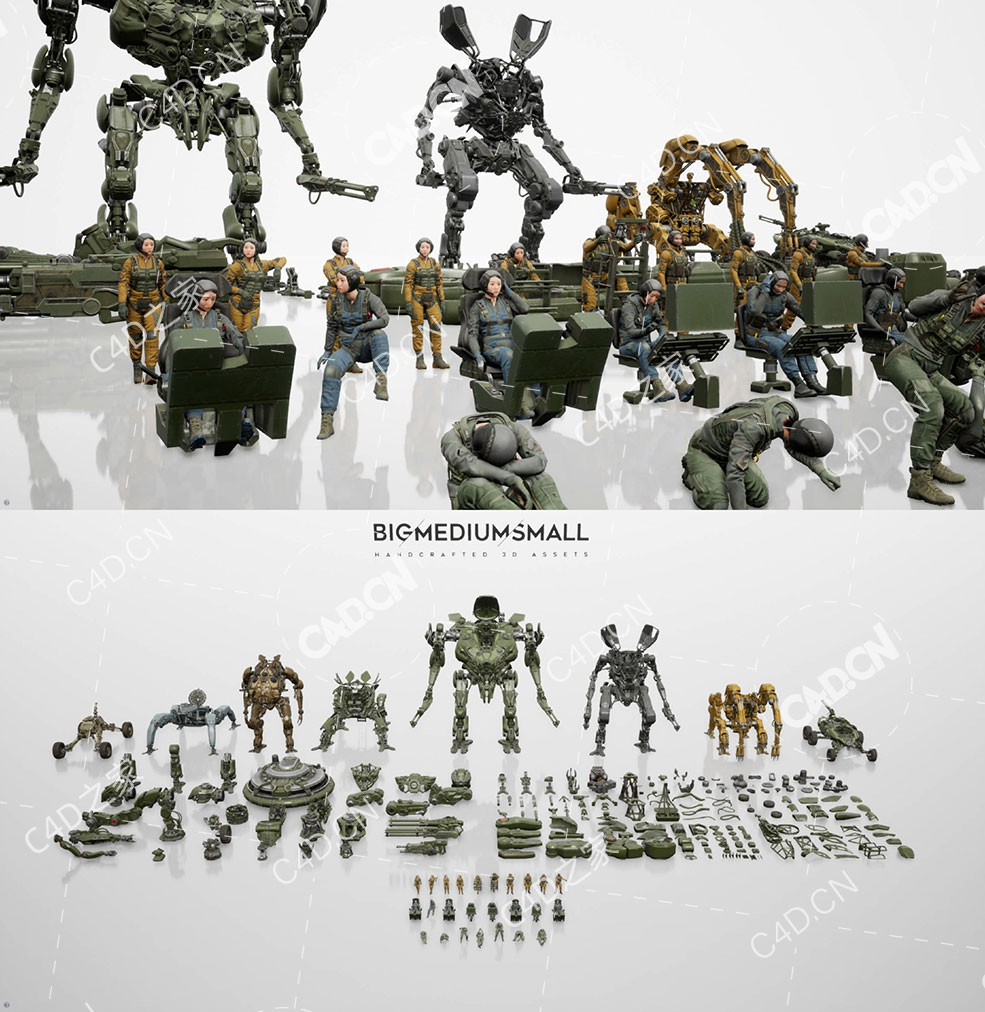 200+赛博朋克科幻机器人机甲战士零件3D模型BigMediumSmall – Mech Squad Collection - C4D之家 - mech_catalog_04-30.jpg