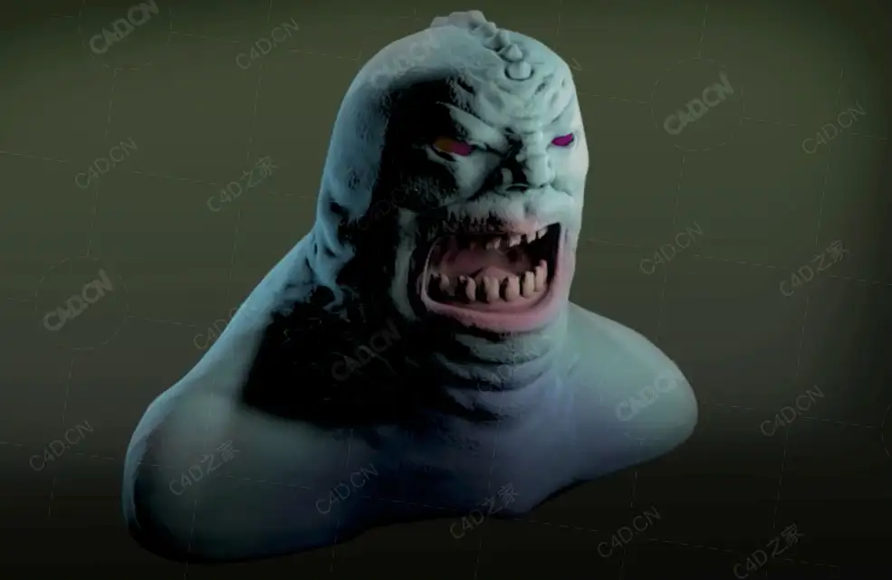 C4D变异生物头部雕刻视频教程Create a Creature Head in Cinema 4D
