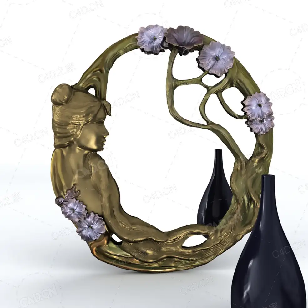 女性花剁树根铜镜C4D模型 - C4D之家 - 018.jpg