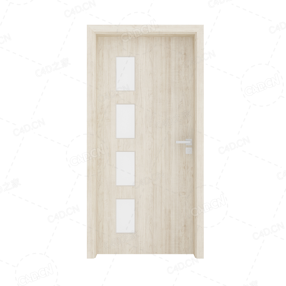 浅色实木门4块玻璃室内实木复合简约无漆木门单开门厨房卫生间门 - C4D之家 - cgaxis_models_79_21.jpg