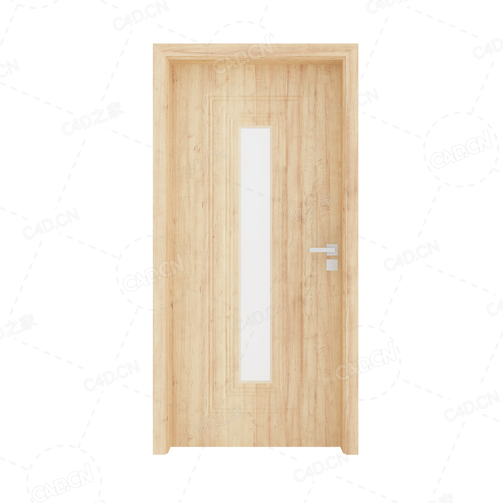 黄色室内实木门竖条玻璃实木复合简约无漆木门单开门厨房卫生间门 - C4D之家 - cgaxis_models_79_25.jpg