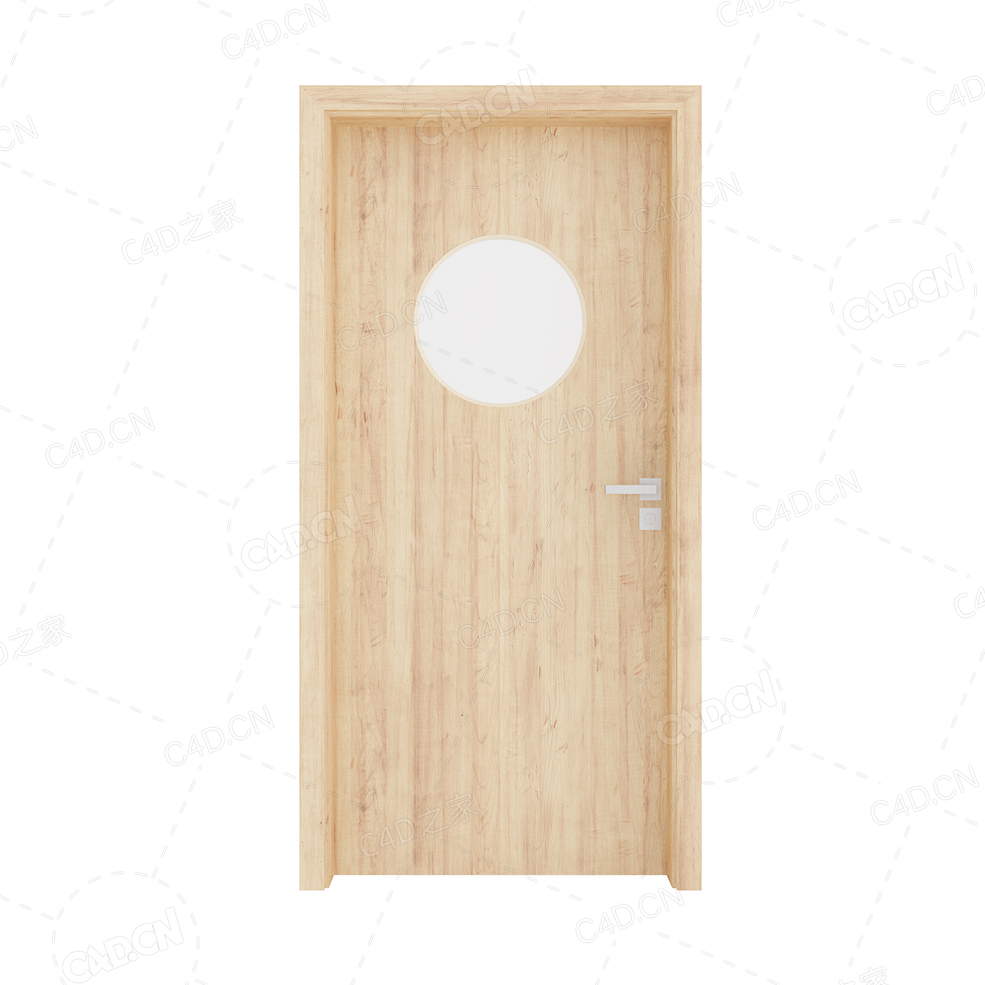 黄色室内实木门圆形玻璃实木复合简约无漆木门单开门厨房卫生间门 - C4D之家 - cgaxis_models_79_28.jpg