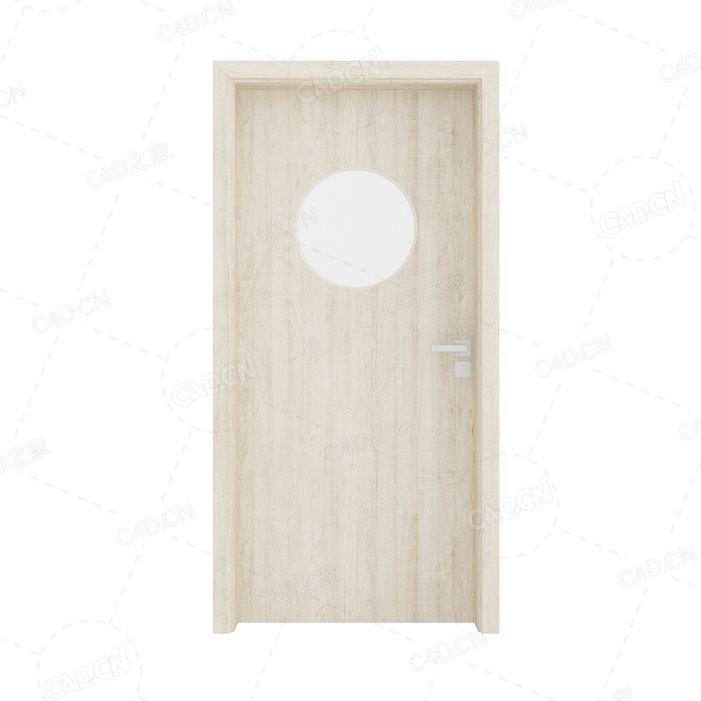 浅色实木门圆形玻璃室内实木复合简约无漆木门单开门厨房卫生间门 - C4D之家 - cgaxis_models_79_30.jpg