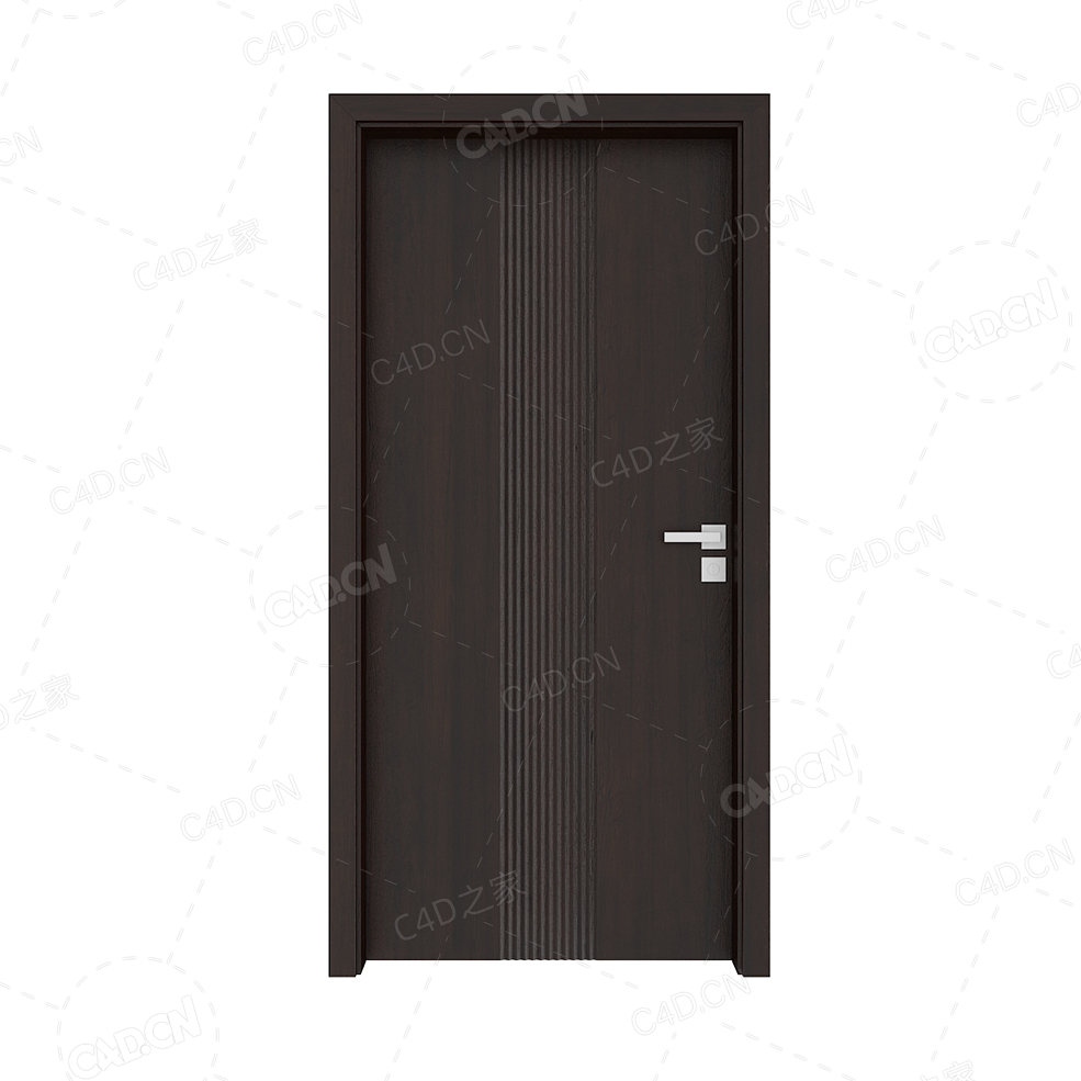 深咖色实木门全封闭实木复合简约无漆木门单开门厨房卫生间门 - C4D之家 - cgaxis_models_79_35.jpg