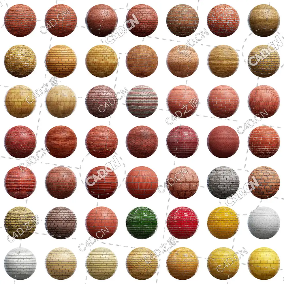 100幅外墙砖墙石墙纹理贴图素材合集CGAxis Blocks Exterior Brick Walls PBR Textures