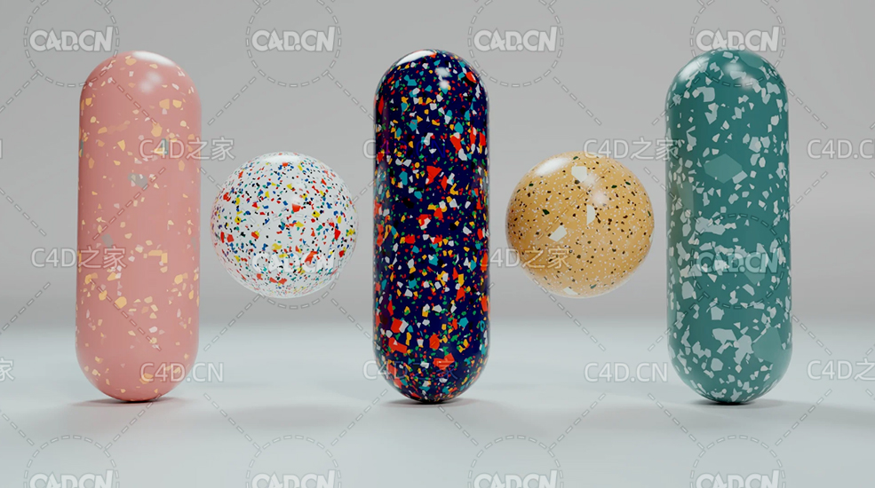 C4D Redshift水磨石材质Effectatron Terrazzo Materials