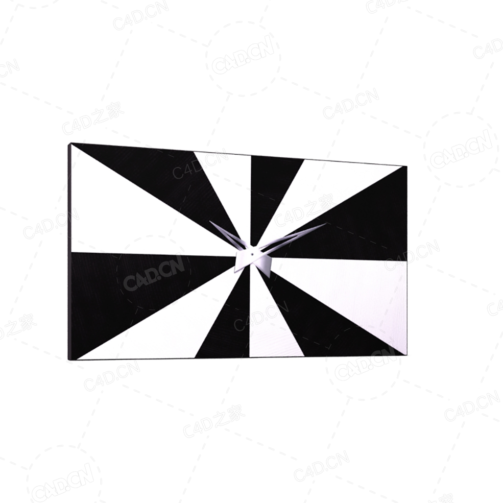 长方形黑白条纹时钟C4D模型 - C4D之家 - 038.jpg