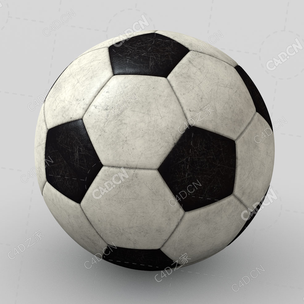 满是划痕的足球踢旧的足球C4D模型Soccer Ball - C4D之家 - 1.jpg
