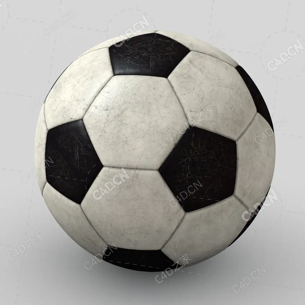 满是划痕的足球踢旧的足球C4D模型Soccer Ball - C4D之家 - 1.jpg