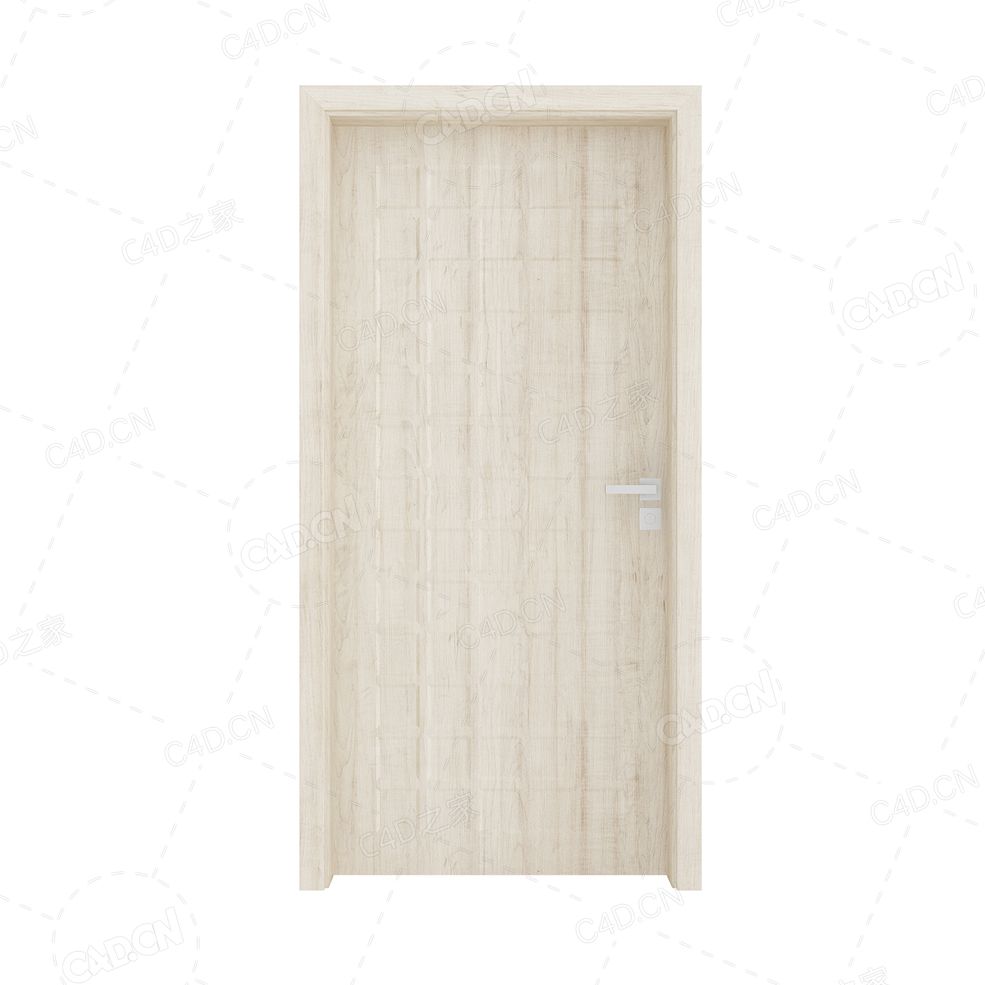 浅色实木门方块凹凸门线室内实木复合简约无漆木门单开门厨房卫生间门 - C4D之家 - cgaxis_models_79_42.jpg