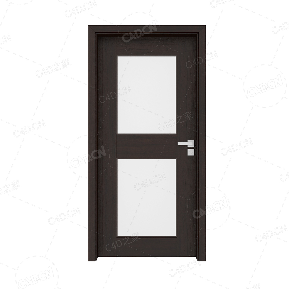 深咖色实木门2块玻璃实木复合简约无漆木门单开门厨房卫生间门 - C4D之家 - cgaxis_models_79_44.jpg