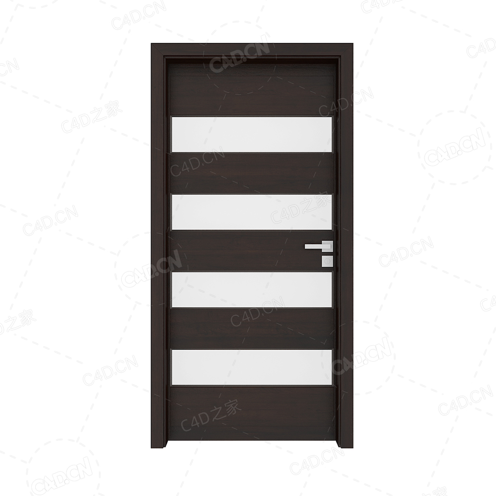 深咖色实木门横条玻璃实木复合简约无漆木门单开门厨房卫生间门 - C4D之家 - cgaxis_models_79_50.jpg
