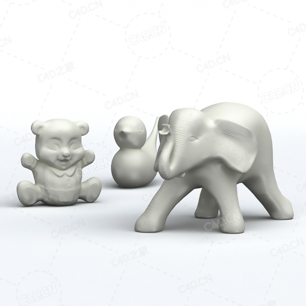 小熊小鸟大象工艺摆件C4D模型 - C4D之家 - 052.jpg
