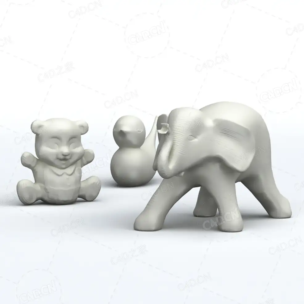 小熊小鸟大象工艺摆件C4D模型 - C4D之家 - 052.jpg