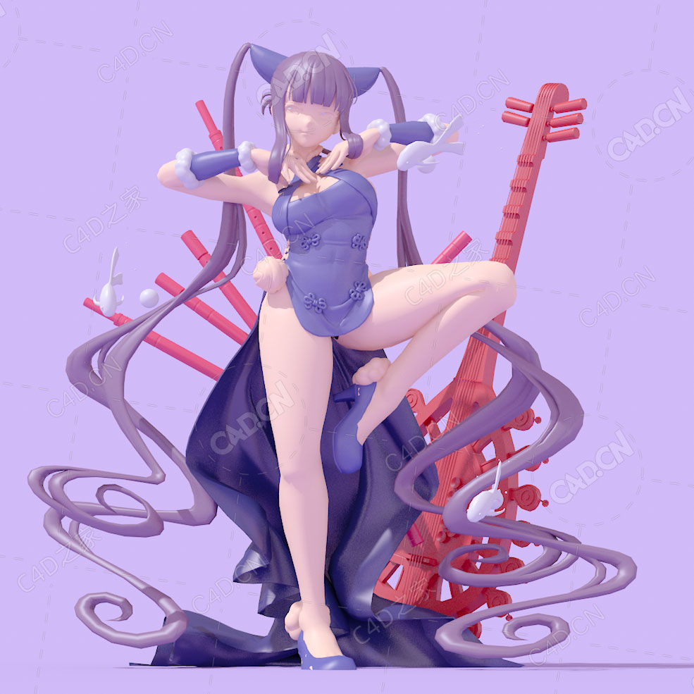 卡通动漫杨贵妃C4D角色模型 - C4D之家 - yang_guifei_v1.jpg