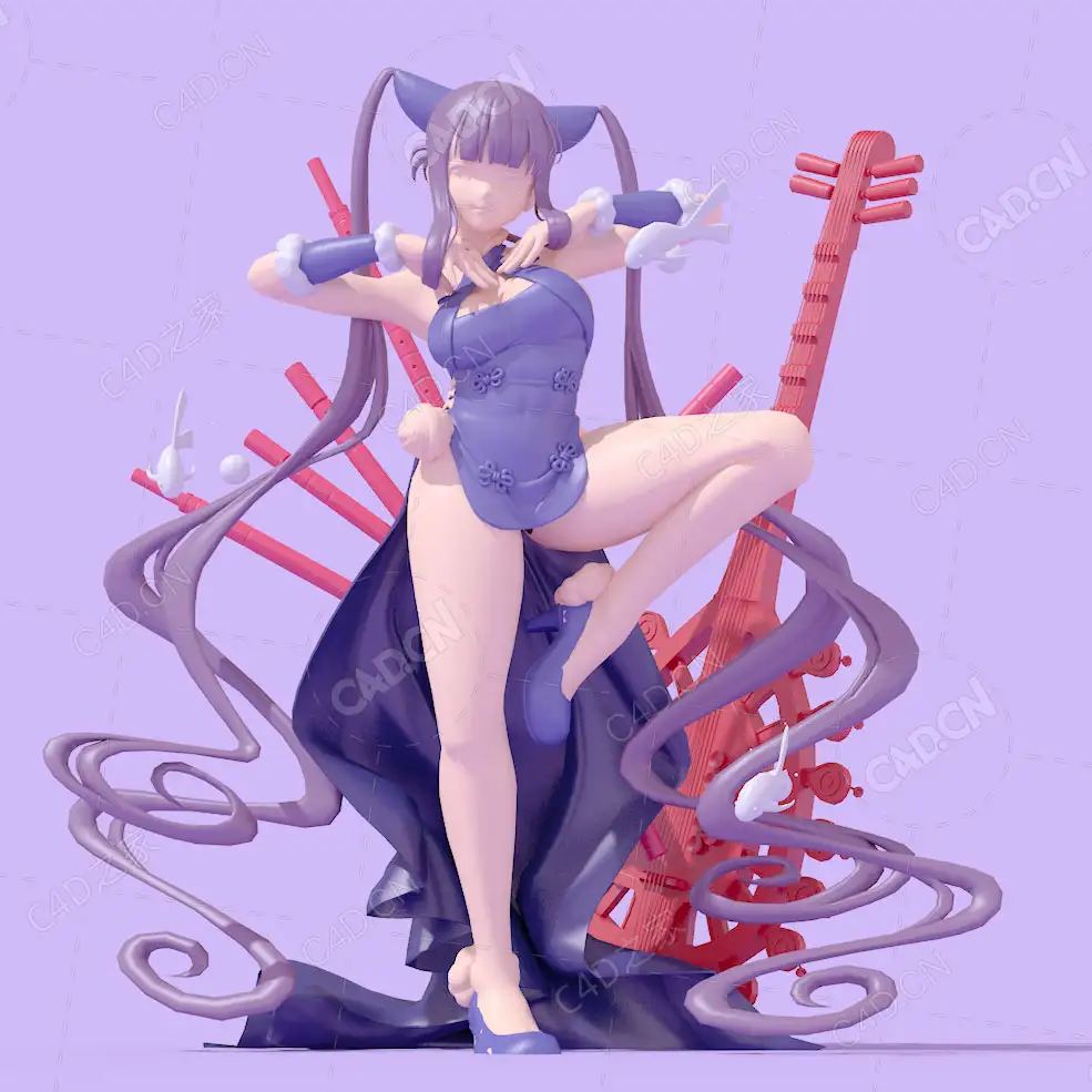卡通动漫杨贵妃C4D角色模型 - C4D之家 - yang_guifei_v1.jpg