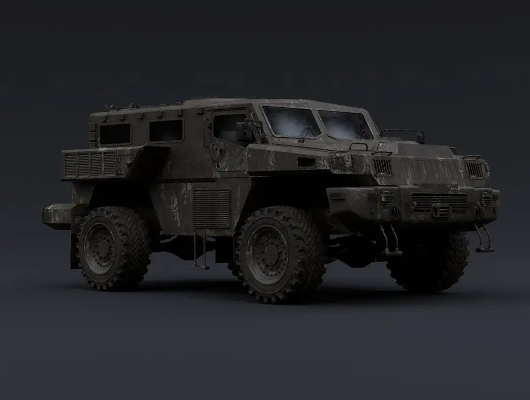 破旧的悍马汽车C4D模型Humvee