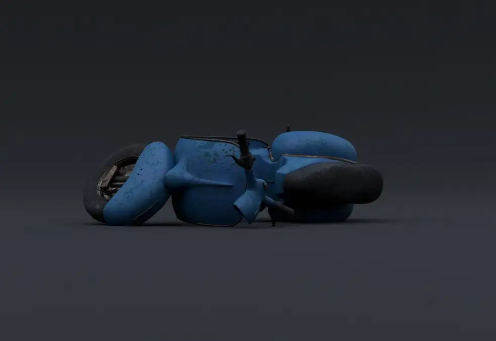 破旧倒地的小摩托车C4D模型Scooter