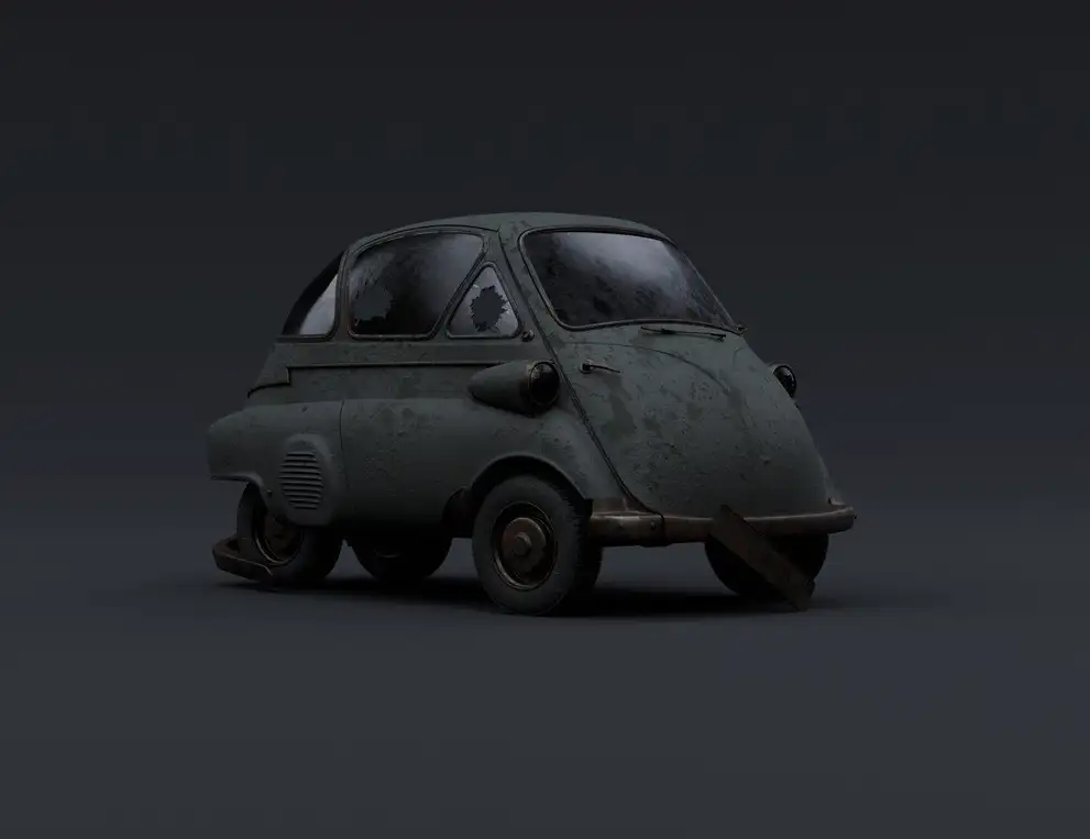 破旧的绿色小汽车C4D模型Small green car - C4D之家 - 屏幕快照 2022-04-05 上午10.17.18.png