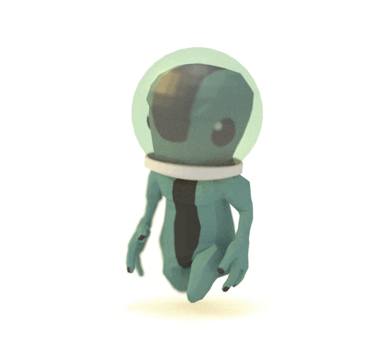 低面卡通拍手的外星人动画C4D模型Alien Animated