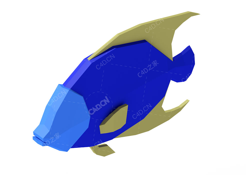 低面多边形卡通深海鱼动画C4D模型Fish