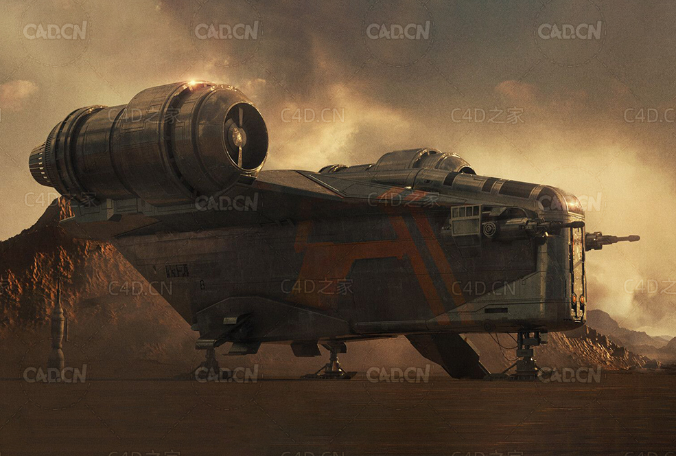 星球大战曼达洛人剃刀冠号宇宙飞船C4D模型RazorCrest