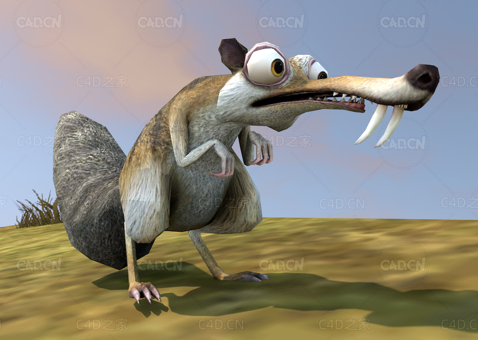 冰川时代松鼠卡通角色C4D模型Scrat Ice Age 3D Model - C4D之家 - Scrat-Ice-Age-3D-Model.jpg
