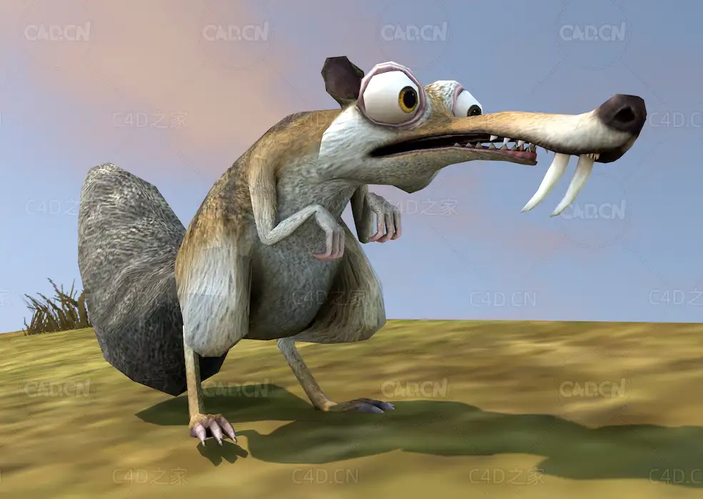 冰川时代松鼠卡通角色C4D模型Scrat Ice Age 3D Model