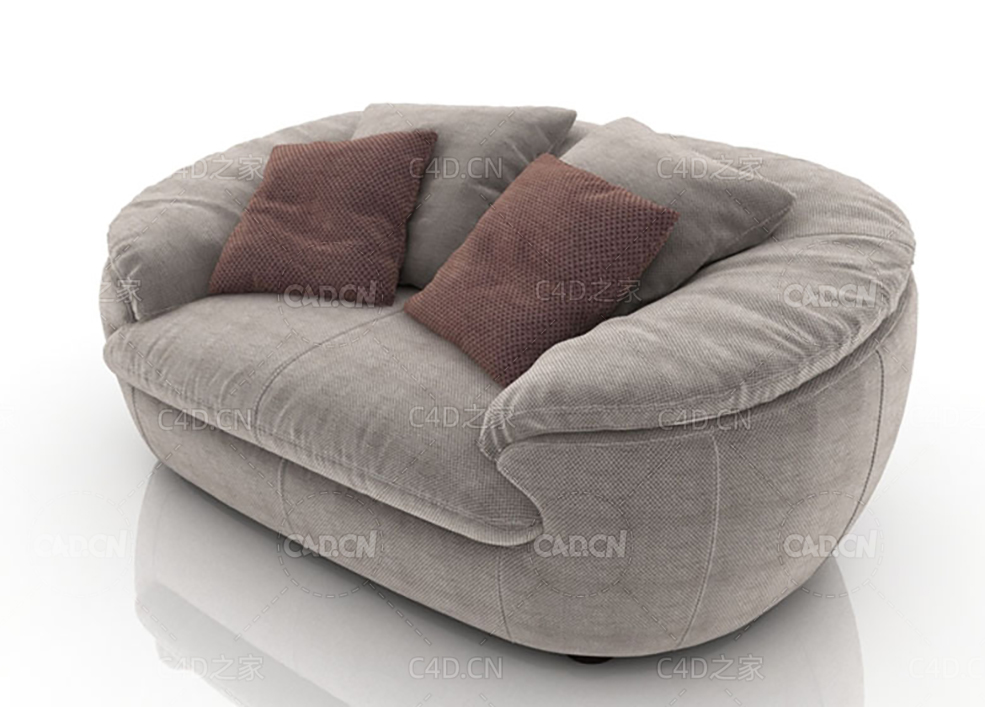 豪华纺织沙发布艺双人沙发C4D模型Luxury Textile Sofa 3D Model