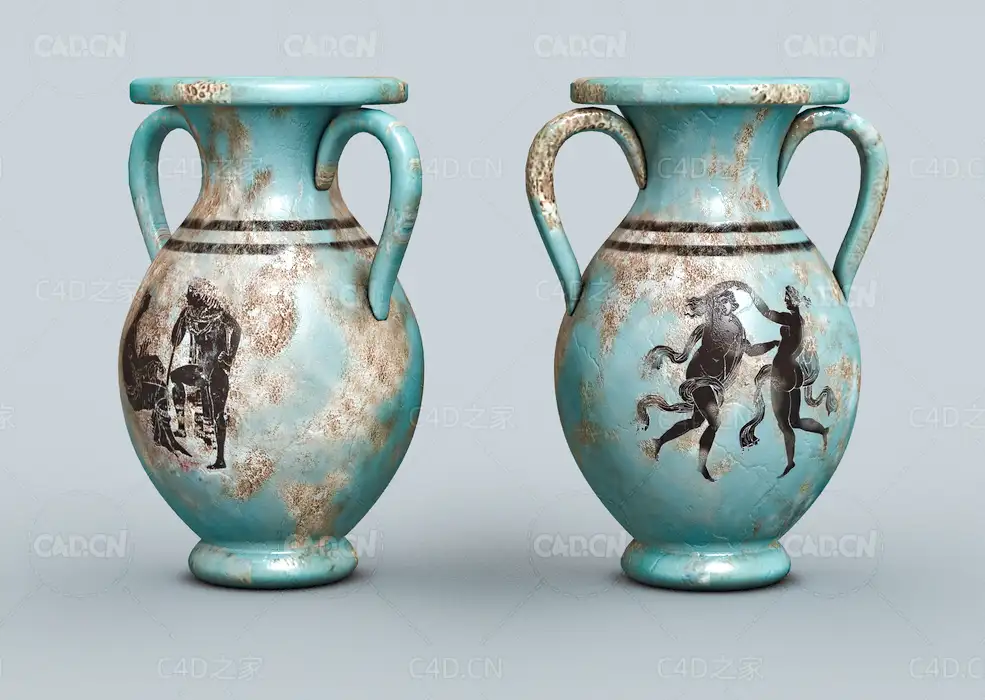 历史古董花瓶C4D模型HISTORICAL ANTIQUE VASES 3D MODEL