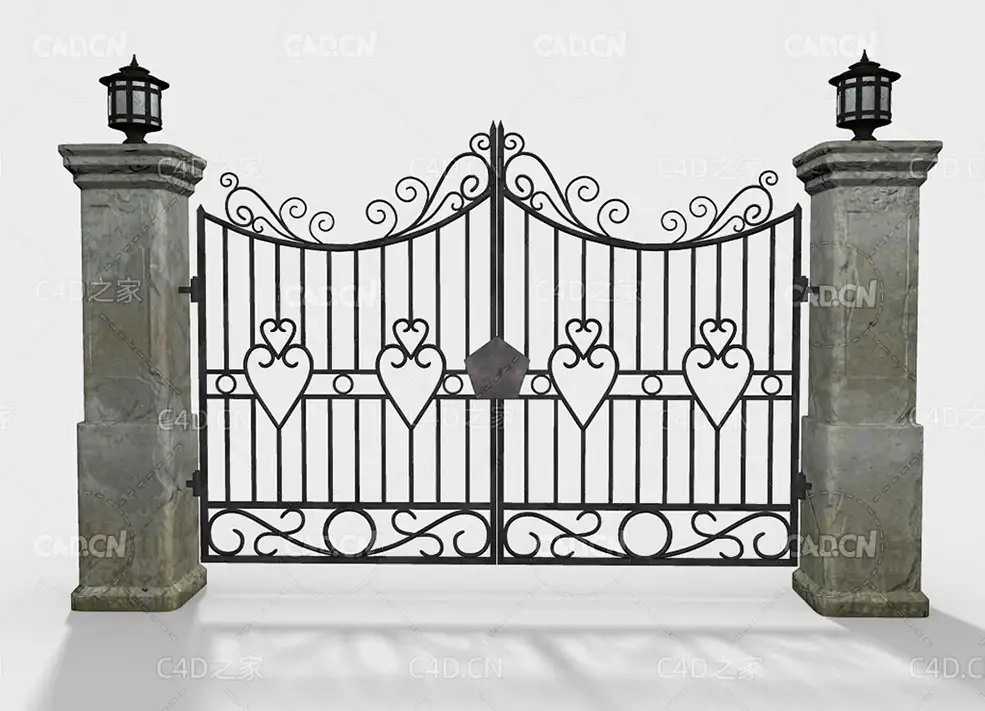 欧式铁艺大门C4D模型GARDEN OLD GATE 3D MODEL