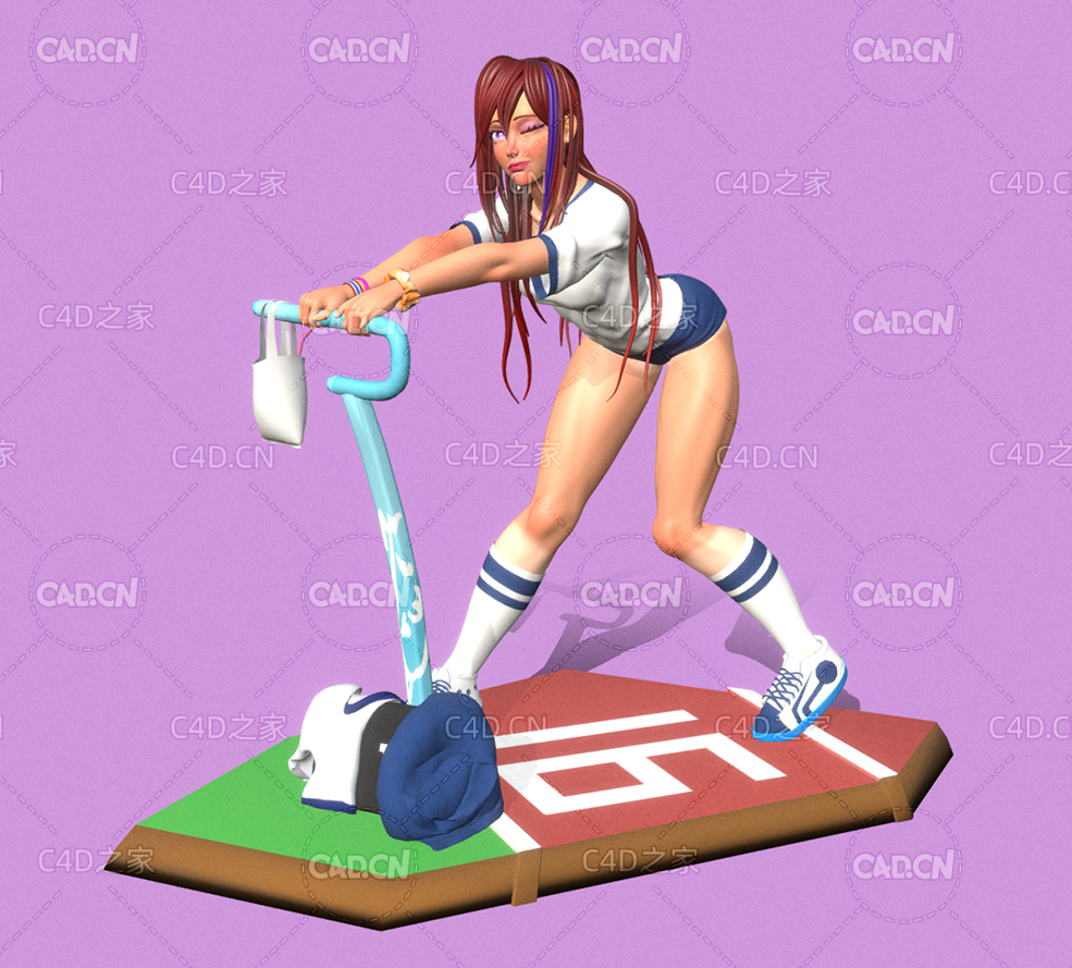 C4D跑步机上的运动性感动漫女孩人物模型 - C4D之家 - 44.jpg