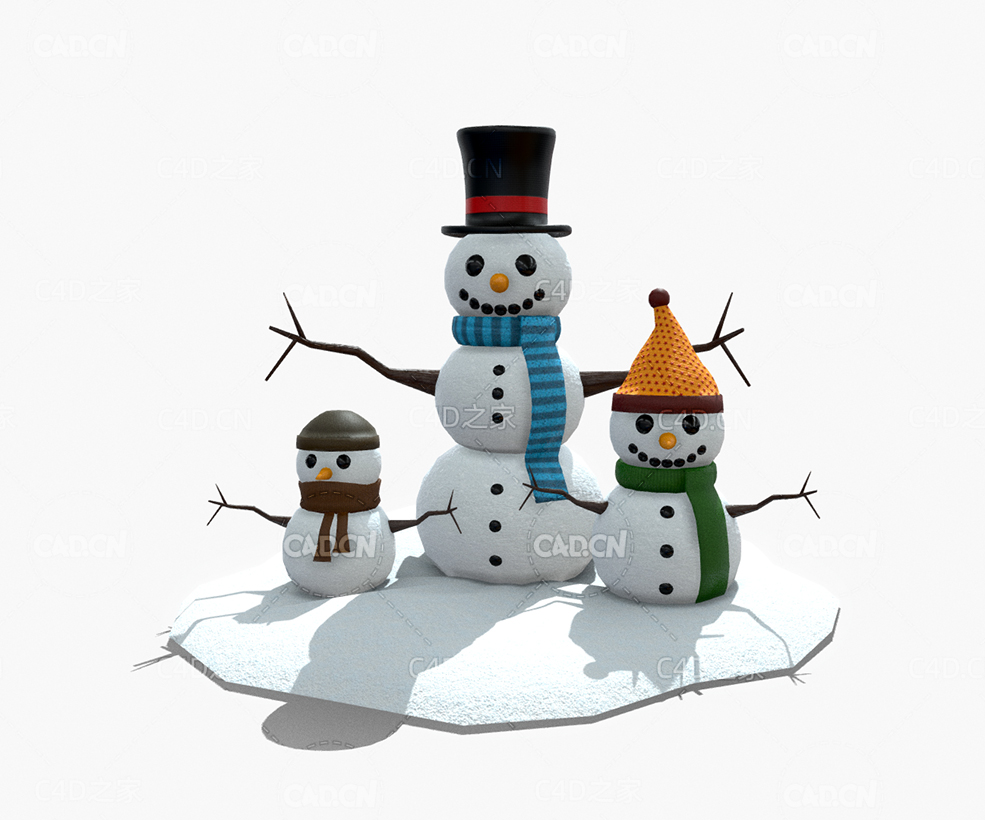 C4D冬季雪人卡通人物模型 - C4D之家 - 48.jpg