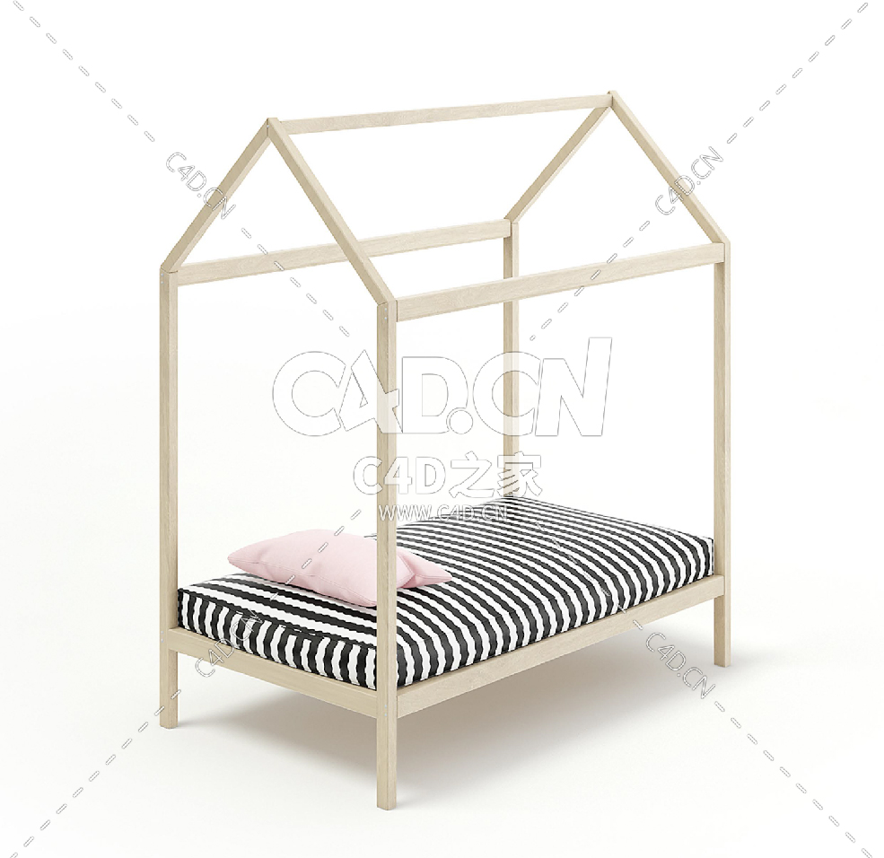 屋形床C4D模型下载 House Shape Bed - C4D之家 - 05.jpg