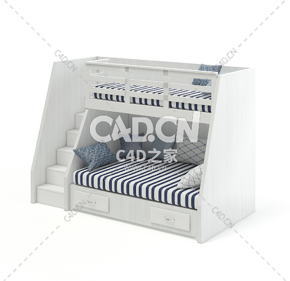 带楼梯的双层床C4D模型下载 Bunk Bed with Stairs - C4D之家 - 04.jpg