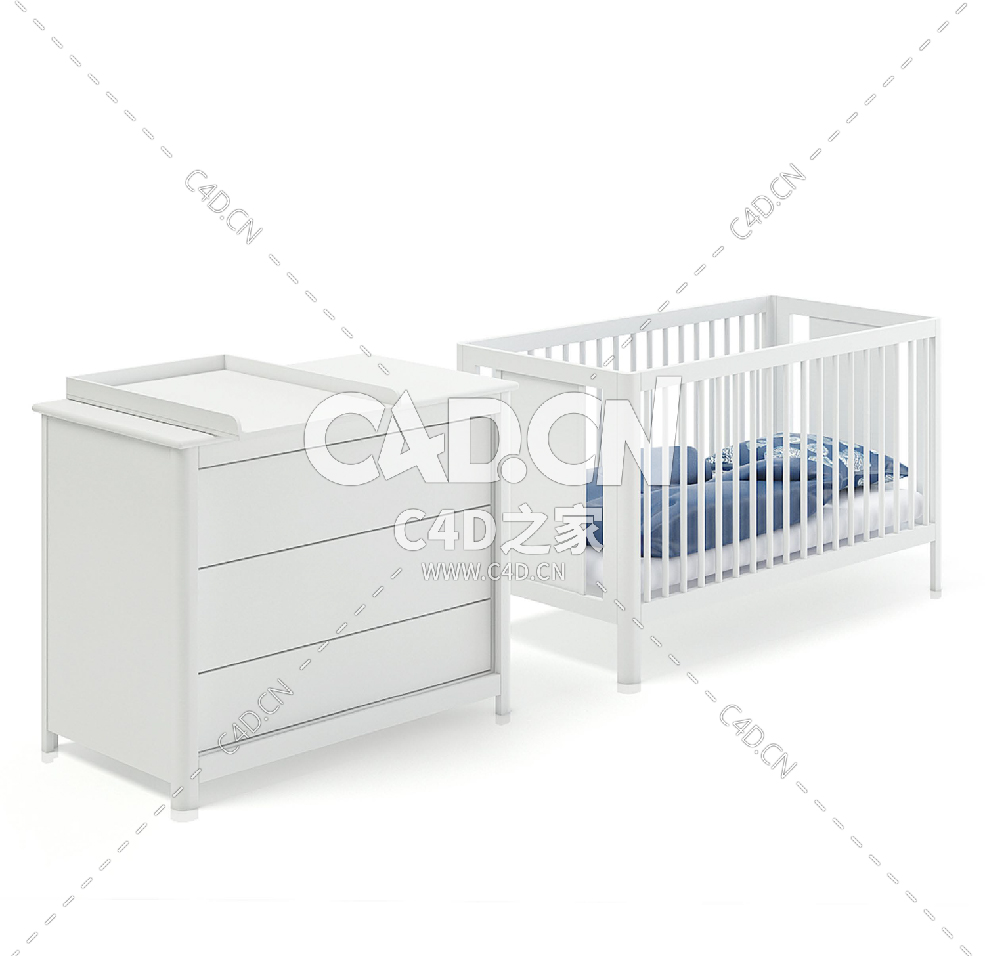 婴儿床和白色橱柜C4D模型下载 Baby Bed and White Cabinet - C4D之家 - 07.jpg