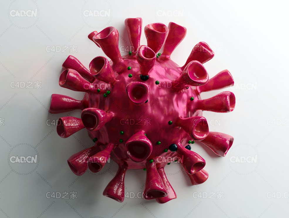新冠病毒奥密克戎毒株C4D模型COVID-19 VIRUS 3D MODEL - C4D之家 - Covid-19-Virus-3D-Model.jpg