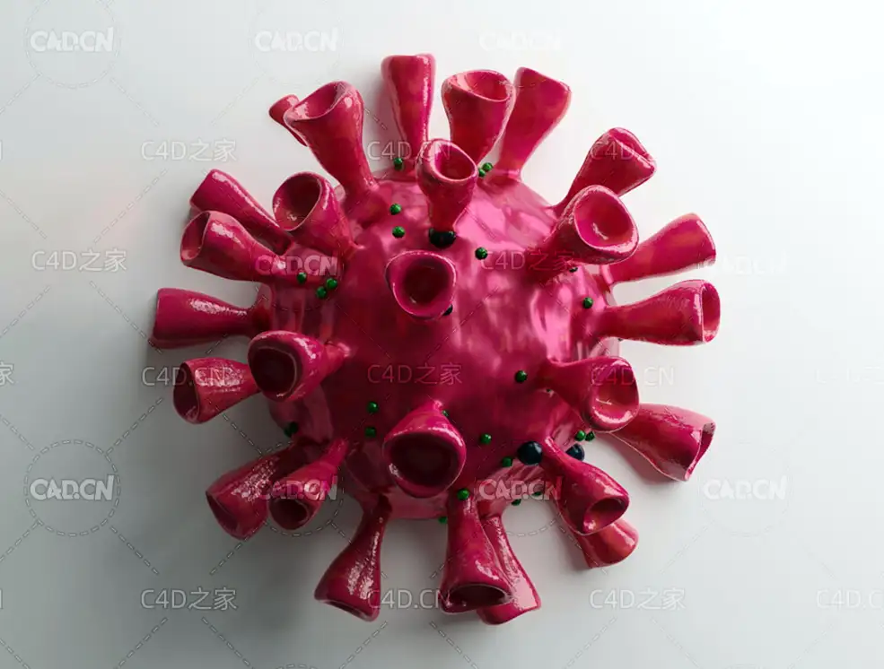 新冠病毒奥密克戎毒株C4D模型COVID-19 VIRUS 3D MODEL - C4D之家 - Covid-19-Virus-3D-Model.jpg