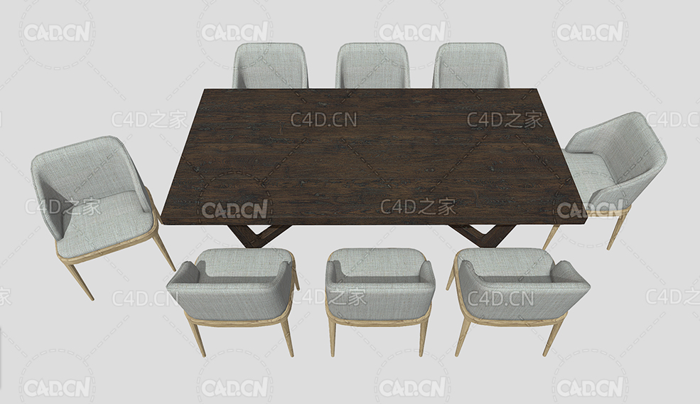 C4D简约布料椅子桌子餐桌椅套装家具模型 - C4D之家 - 60.jpg
