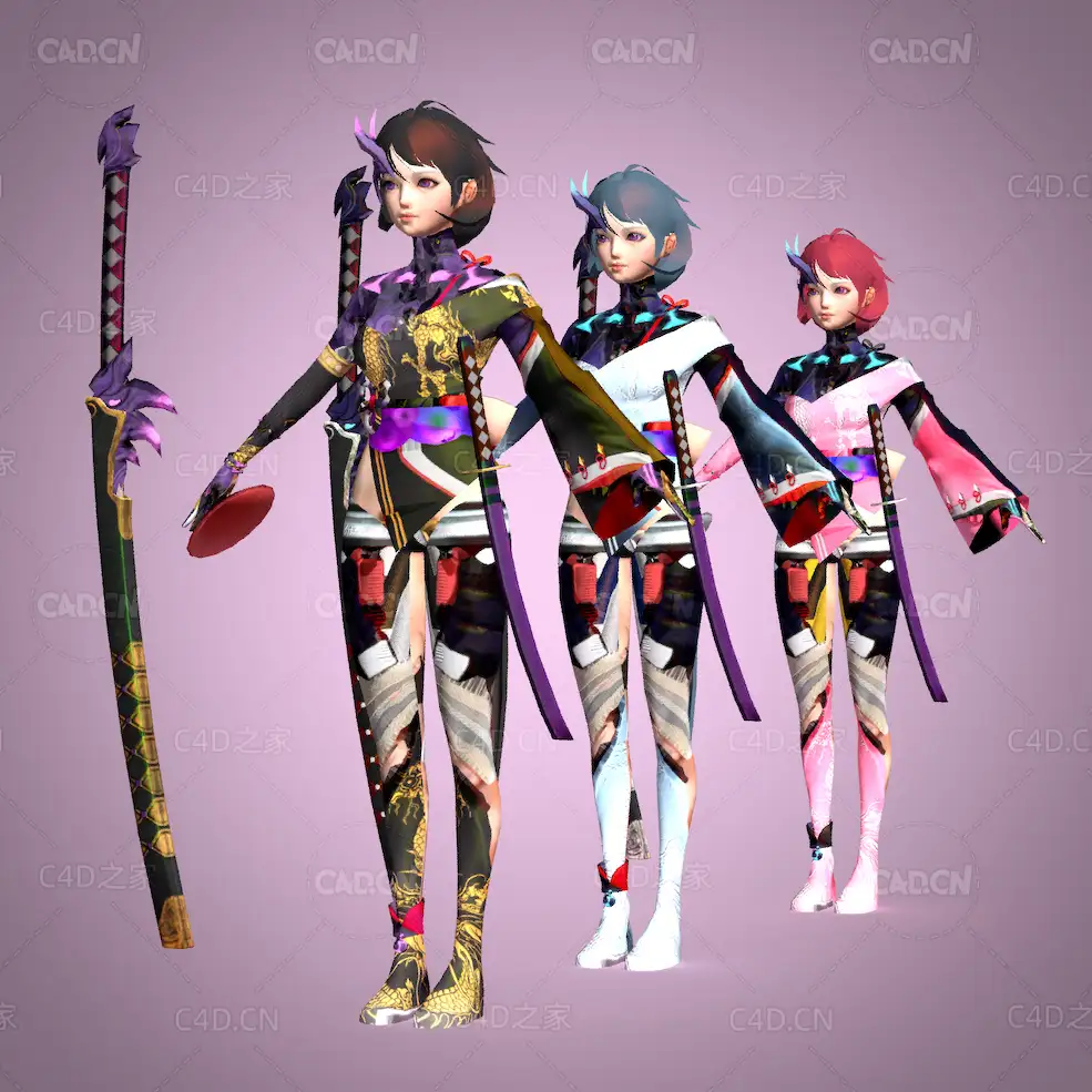 3个日系动漫风女战士武士卡通女性角色人物C4D模型 - C4D之家 - Beakah_Swimsuit_Beakah_Swimsuit.jpg